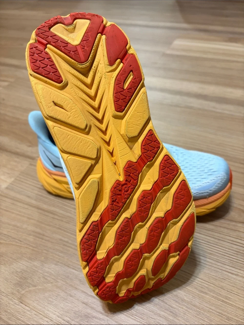 HOKA Clifton 8 Running Shoes Blue Orange Cushioned Athletic Sneakers